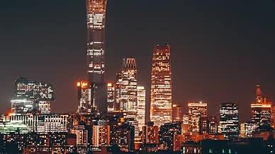 8K震撼延时北京中国尊商务城市群繁华夜景视频的预览图